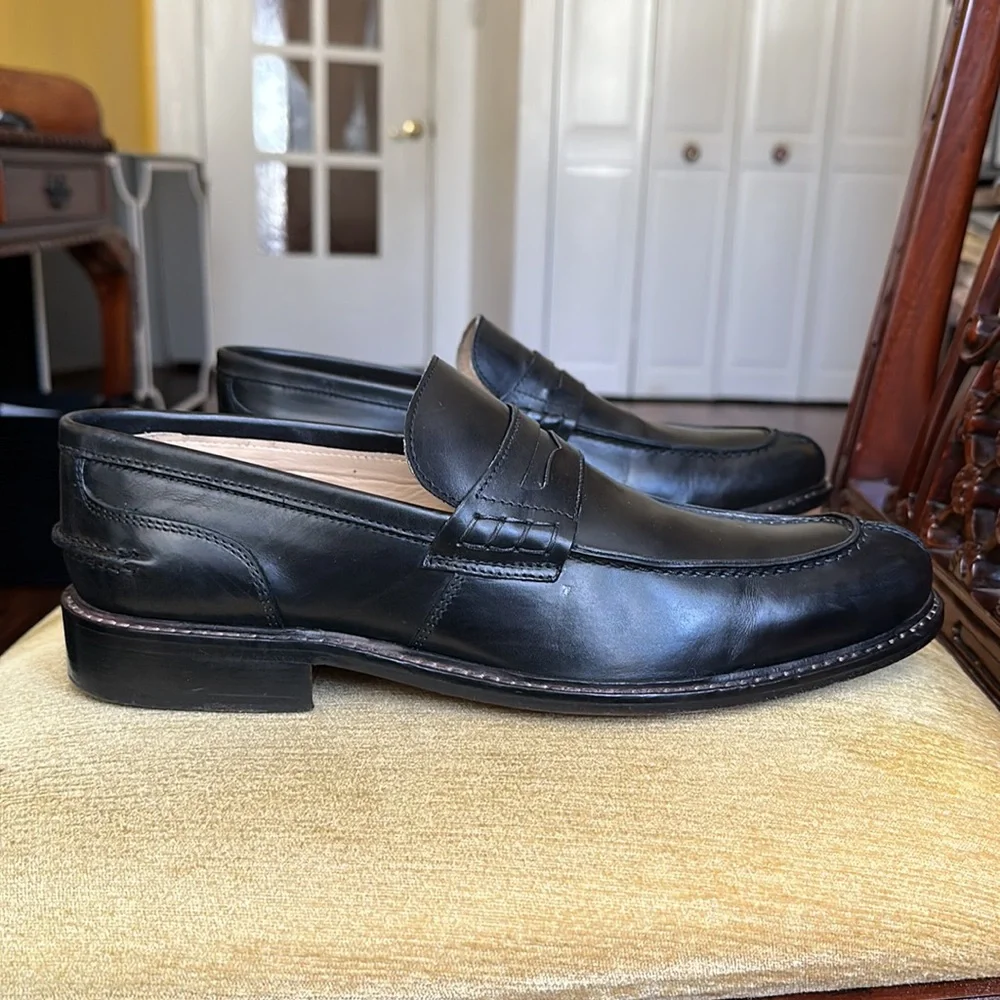 Bugatchi Men’s Black Leather Loafer Slip On Dress Shoe Size 11 Made in Italy